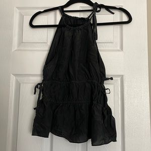 Club Monaco black silk top with ties